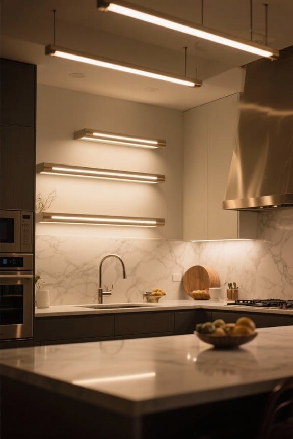 elegant kitchen strip lights