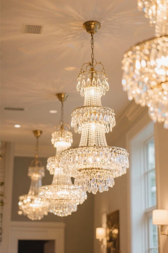 elegant tiered crystal chandeliers