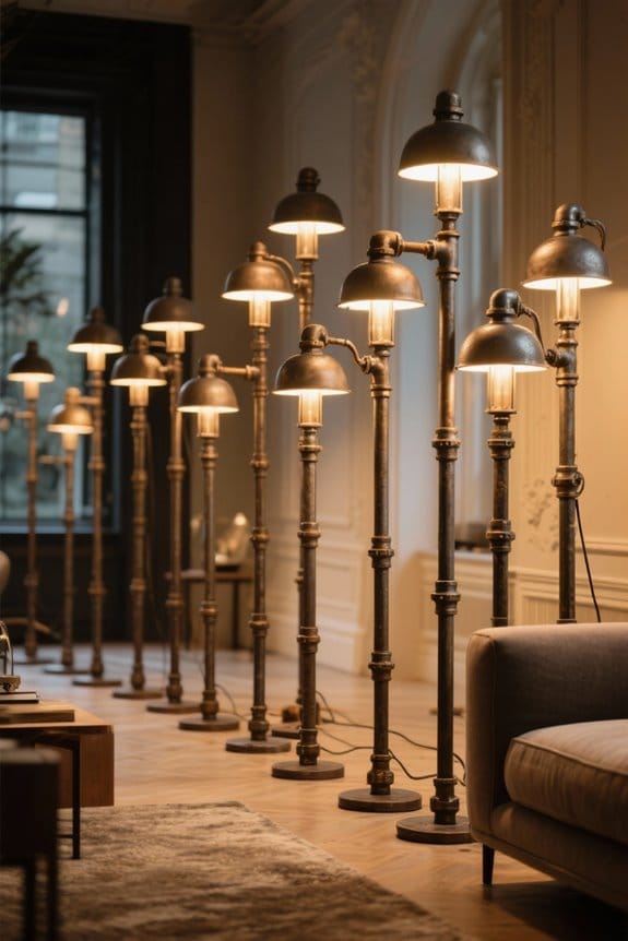 industrial pipe floor lamps