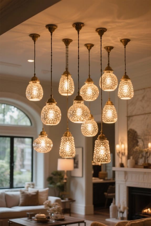 seeded glass pendant lights